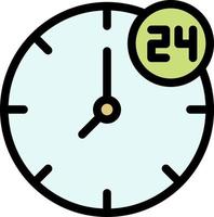 24 hours, clock color icon vector