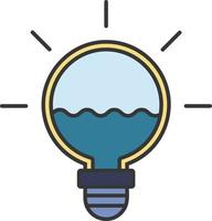 Light bulb with water inside color icon vector