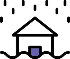 lloviendo, icono de color de la casa vector