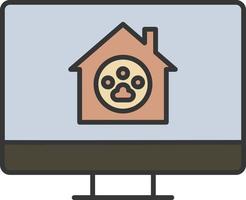 online, pets, home, monitor color icon vector