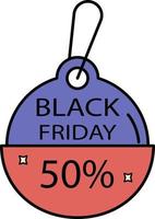 Label, black friday, 50 percent color icon vector