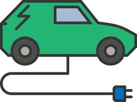 Electric car with electric plug color icon vector