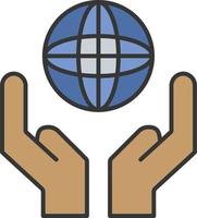 Globe in hand color icon vector