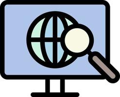 computer, global, search, magnifier color icon vector