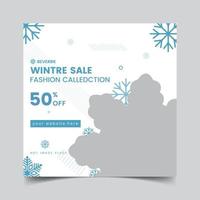 Winter social media post design template. vector