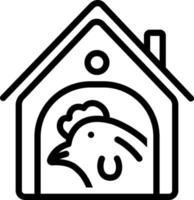 icono de línea para pollo en gallinero vector