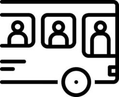 icono de línea para estudiante sentado en el autobús vector