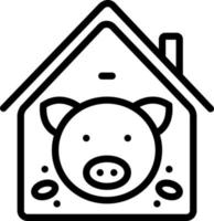line icon for pig in pigsty vector