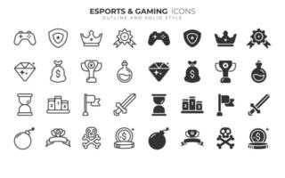 Esports and Gaming Icons with Outline and Solid Style vector