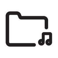 Music Folder Outline Icon Style vector