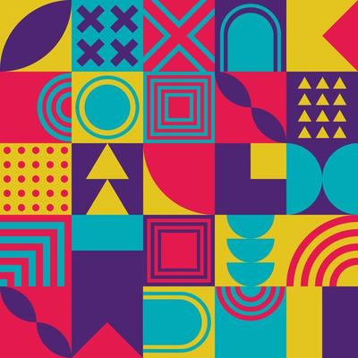 Geometric bright abstract seamless pattern. Minimal geometric posters with colorful patterns. design template with modern geometric graphics