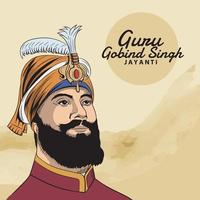 Happy Guru Gobind Singh Jayanti festival for Sikh celebration. vectorPrint vector