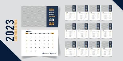 Monthly calendar for 2023 minimalist template vector