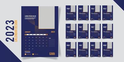 calendario mensual para la plantilla minimalista 2023 vector