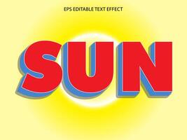 Editable 3d text effect, text effect style, sun  editable text effect template vector