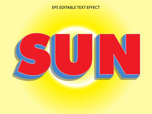 Editable 3d text effect, text effect style, sun  editable text effect template