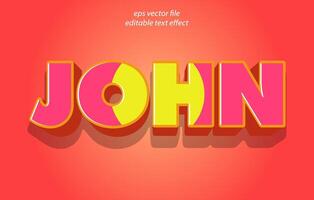 efecto de texto 3d editable, estilo de efecto de texto, plantilla de efecto de texto editable john vector