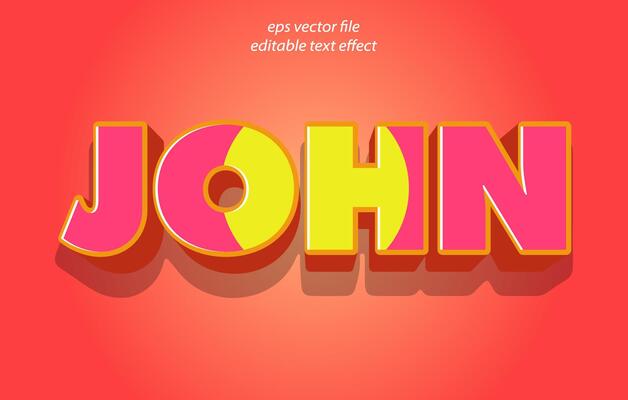 Editable 3d text effect, text effect style, john editable text effect template