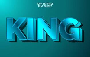 efecto de texto 3d editable, estilo de efecto de texto, plantilla de efecto de texto editable king vector