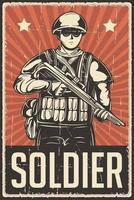 Retro Military Soldier Army Poster vector