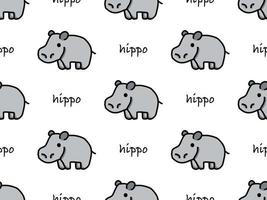 patrón sin fisuras de personaje de dibujos animados de hipopótamo sobre fondo blanco vector