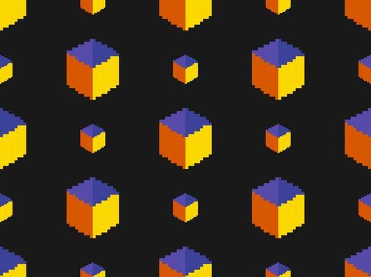 Geometrie cartoon character seamless pattern on black background