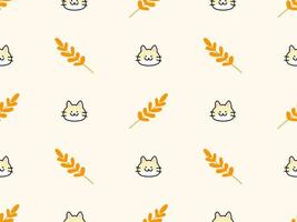 Cat cartoon character seamless pattern on orange background vector