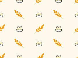 Cat cartoon character seamless pattern on orange background vector