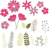 Set of spring flower element vector