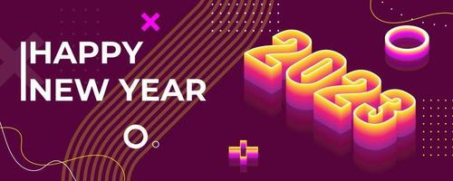 2023 happy new year vector holiday on dark background, Numeral 2023 with 3D effect