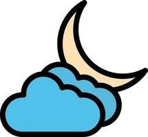 Cloudy Night Vector Icon Design Illustration