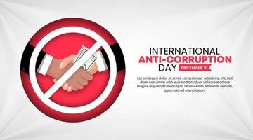 International anti corruption day background with a shaking hand of corruption deal vector