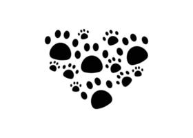 Heart dog paw icon logo design template vector isolated illustration