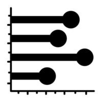 Glyph design icon of horizontal bar chart vector