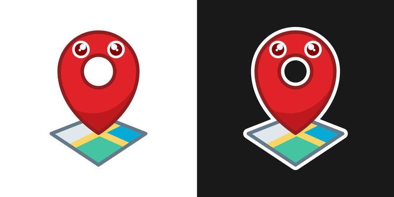 GPS location pointer map kawaii cartoon vector icon concept. Flat illustration style for mascot, sticker, logo and icon.