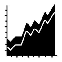 Glyph design icon of area chart vector