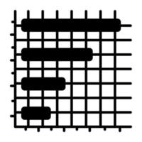 A glyph design icon of horizontal bar chart vector
