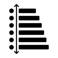 A glyph design icon of horizontal bar chart vector