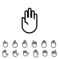 Hand gesture line icons set in modern geometric style vector