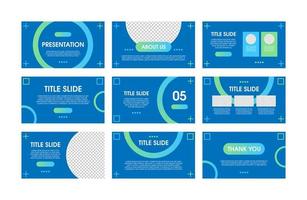 Blue and green modern presentation templates set. Use for social media,  presentation background, brochure design, website slider, landing page, annual report, company profile. vector