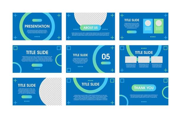 Blue and green modern presentation templates set. Use for social media,  presentation background, brochure design, website slider, landing page, annual report, company profile.