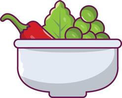 tazón de verduras ilustración vectorial sobre un fondo. símbolos de calidad premium. iconos vectoriales para el concepto y el diseño gráfico. vector