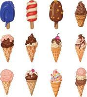 bright juicy ice cream set, sorbet symbol,  vector illustration