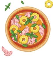 hand drawn pizza on cutting board illustration vector