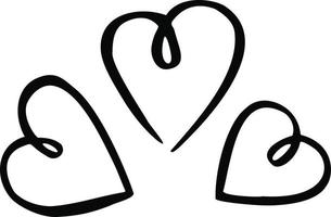 Three heart icon, symbol. Vector, line vector