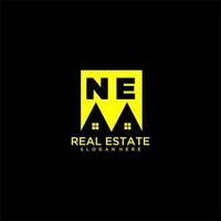 NE initial monogram logo real estate in square style design vector