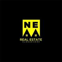 NE initial monogram logo real estate in square style design vector