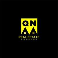 QN initial monogram logo real estate in square style design vector