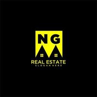 NG initial monogram logo real estate in square style design vector