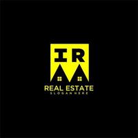 IR initial monogram logo real estate in square style design vector